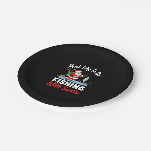Christmas Merry Christmas For Gift Fishing Santa ( Pappteller (Schrägansicht)