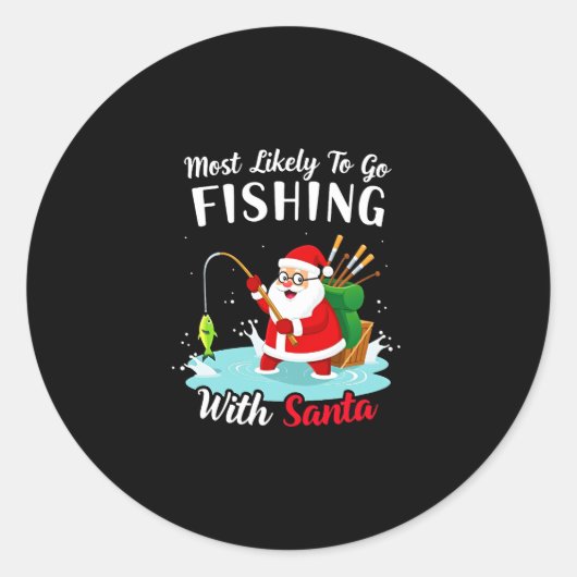 Christmas Merry Christmas For Gift Fishing Santa Runder Aufkleber (Vorderseite)