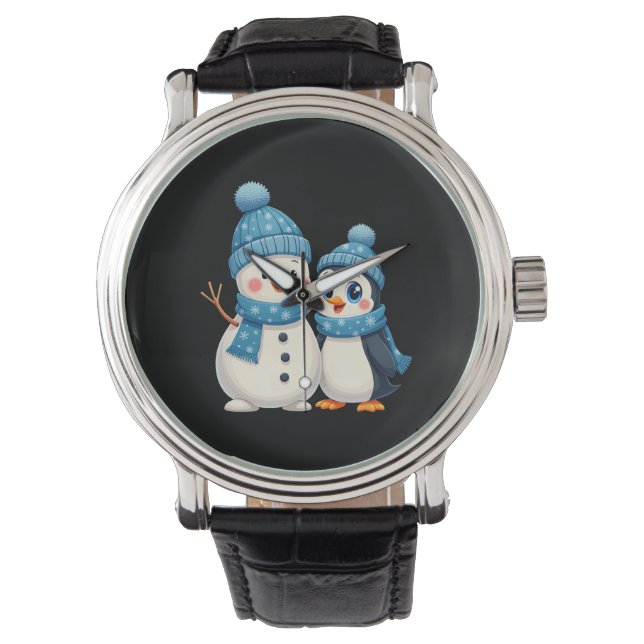 Christmas Merry Christmas For Gift Penguin Snowman Armbanduhr (Vorderseite)