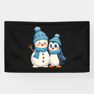Christmas Merry Christmas For Gift Penguin Snowman Banner