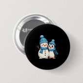 Christmas Merry Christmas For Gift Penguin Snowman Button (Vorne & Hinten)