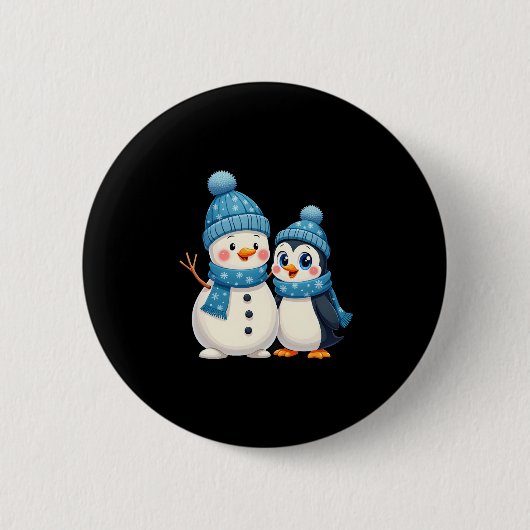 Christmas Merry Christmas For Gift Penguin Snowman Button (Vorderseite)