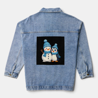 Christmas Merry Christmas For Gift Penguin Snowman Jeansjacke