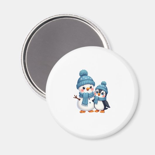 Christmas Merry Christmas For Gift Penguin Snowman Magnet (Vorderseite/Rückseite)