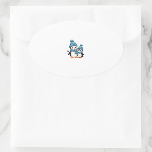 Christmas Merry Christmas For Gift Penguin Snowman Ovaler Aufkleber (Tasche)