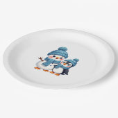Christmas Merry Christmas For Gift Penguin Snowman Pappteller (Schrägansicht)