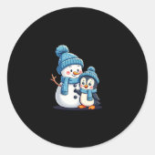 Christmas Merry Christmas For Gift Penguin Snowman Runder Aufkleber (Vorderseite)
