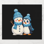 Christmas Merry Christmas For Gift Penguin Snowman Schaumweinetikett (Einzelnes Label)