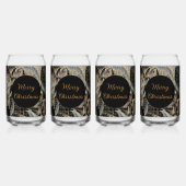 Christmas, Merry Christmas,Gold Blue Flowers Art  Dosenglas (Hinten)