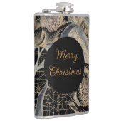 Christmas, Merry Christmas,Gold Blue Flowers Art  Flachmann (Rechts)