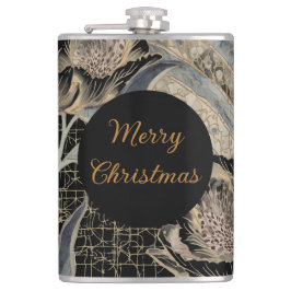 Christmas, Merry Christmas,Gold Blue Flowers Art  Flachmann