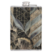 Christmas, Merry Christmas,Gold Blue Flowers Art Flachmann (Rückseite)