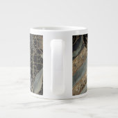 Christmas,Merry Christmas,Gold Blue Flowers Leaves Jumbo-Tasse (Rückseite)