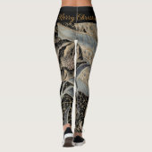 Christmas,Merry Christmas,Gold Blue Flowers Leaves Leggings (Rückseite)