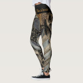 Christmas,Merry Christmas,Gold Blue Flowers Leaves Leggings (Links)