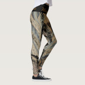 Christmas,Merry Christmas,Gold Blue Flowers Leaves Leggings (Rechts)