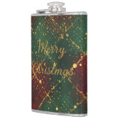 Christmas, Merry Christmas, Gold Red Green Pattern Flachmann (Links)