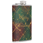 Christmas, Merry Christmas, Gold Red Green Pattern Flachmann (Rechts)