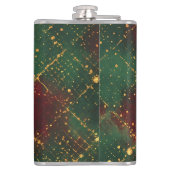 Christmas, Merry Christmas, Gold Red Green Pattern Flachmann (Rückseite)