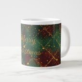 Christmas, Merry Christmas, Gold Red Green Pattern Jumbo-Tasse (Vorderseite Rechts)