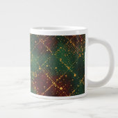 Christmas, Merry Christmas, Gold Red Green Pattern Jumbo-Tasse (Rechts)