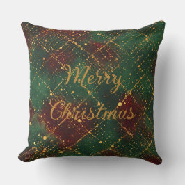 Christmas, Merry Christmas, Gold Red Green Pattern Kissen
