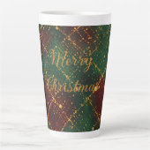 Christmas, Merry Christmas, Gold Red Green Pattern Milchtasse (Vorderseite)