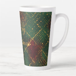 Christmas, Merry Christmas, Gold Red Green Pattern Milchtasse