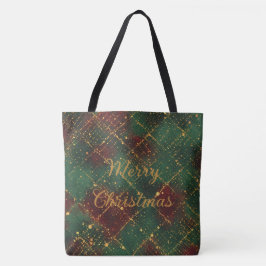 Christmas, Merry Christmas, Gold Red Green Pattern Tasche