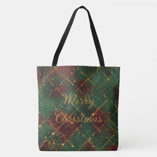 Christmas, Merry Christmas, Gold Red Green Pattern Tasche (Vorderseite)