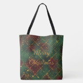 Christmas, Merry Christmas, Gold Red Green Pattern Tasche (Rückseite)