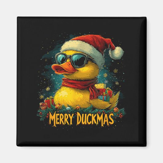 Christmas Merry Duckmas Funny Quackmas Pajama Duck Magnet (Vorne)