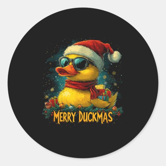 Christmas Merry Duckmas Funny Quackmas Pajama Duck Runder Aufkleber (Vorderseite)