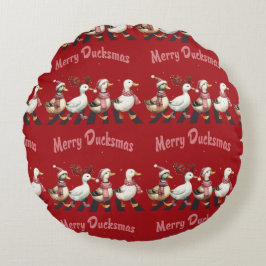 Christmas Merry Ducskmas Round Pillow Rundes Kissen