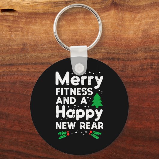 Christmas Merry Fitness Happy New Rear Xmas Workou Schlüsselanhänger (Vorderseite)
