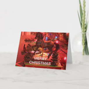 CHRISTMAS MERRY GO ROUND HORSE CHRISTMAS CARD FEIERTAGSKARTE