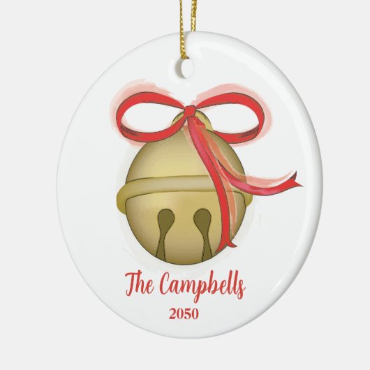 Christmas Merry Jingle Bell Foto Holiday Niedlich Keramik Ornament (Links)