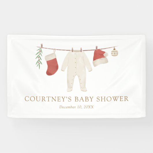 Christmas Merry Little Baby Dusche Banner (Horizontal)
