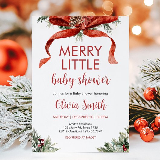 Christmas Merry Little Baby Dusche Einladung