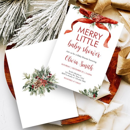 Christmas Merry Little Baby Dusche Einladung
