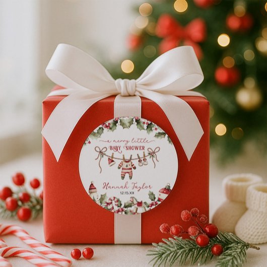 Christmas Merry Little Baby Dusche Runder Aufkleber