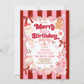 Christmas Merry Little Birthday Invitation Einladung (Vorderseite)