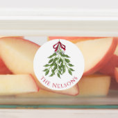 Christmas Merry Mistletoe Holiday Grüne Blätter Etiketten (Befestigt)