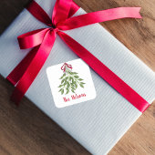 Christmas Merry Mistletoe Holiday Grüne Blätter Quadratischer Aufkleber