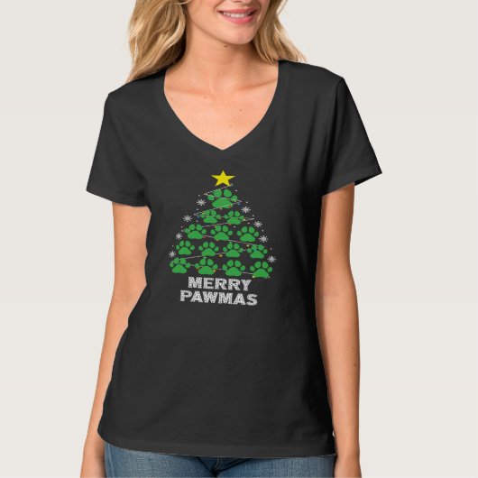 Christmas Merry Pawmas Funny Cat Lover Holiday T-Shirt (Vorderseite)