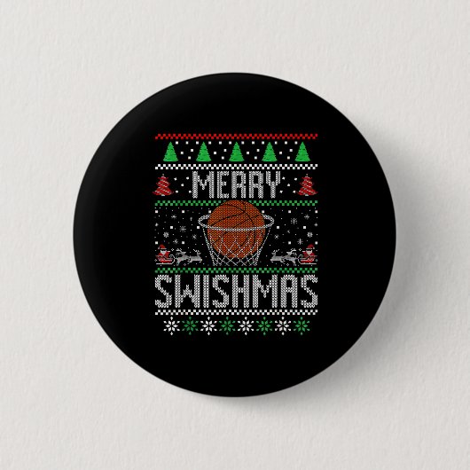 Christmas Merry Swishmas Ugly Christmas Sweater Ba Button (Vorderseite)