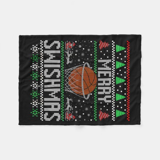 Christmas Merry Swishmas Ugly Christmas Sweater Ba Fleecedecke (Vorderseite (Horizontal))