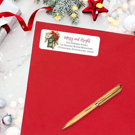 Christmas Merry und Bright Mailbox Floral Monogram