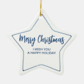 Christmas Message Snowflake Photo Star Keramik Ornament (Vorne)