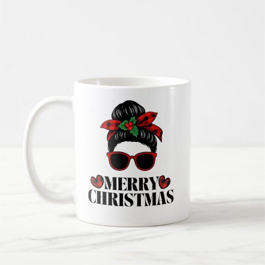 Christmas messy-bun mom design kaffeetasse (Links)